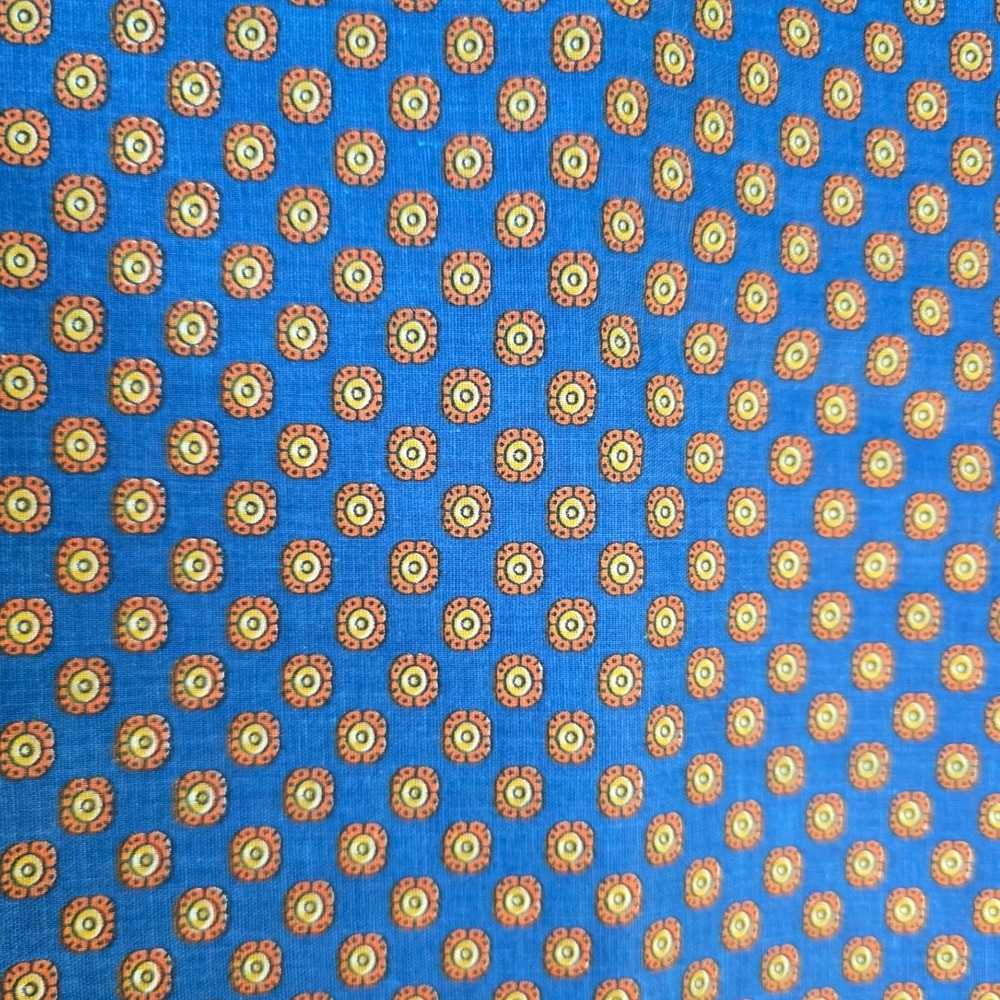 Unbranded Fabric Blue Orange Geometric Medallion Print 44 x 1yd